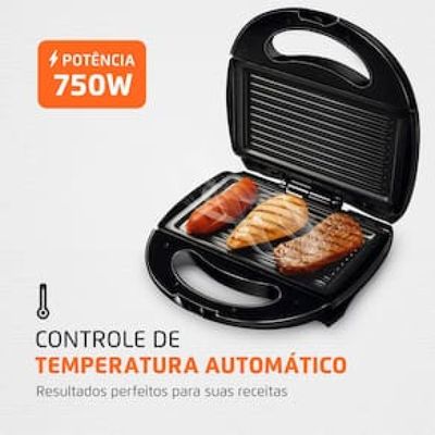 Sanduicheira Fast Grill e Sandwich Mondial S-12 750W - Preta Preto / 110