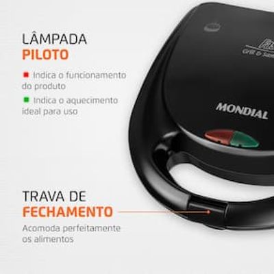 Sanduicheira Fast Grill e Sandwich Mondial S-12 750W - Preta Preto / 110