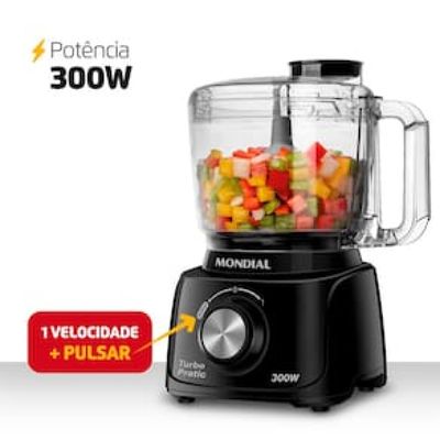 Mini Processador de Alimentos Mondial Turbo Pratic MP-16 300W - Preto Preto / 220