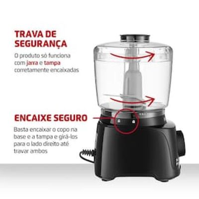 Mini Processador de Alimentos Mondial Turbo Pratic MP-16 300W - Preto Preto / 220