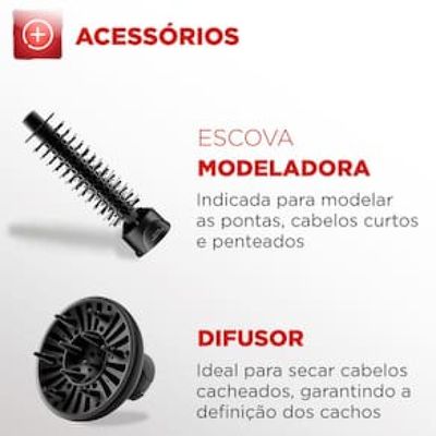 Escova Rotativa Mondial Ceramic Íon Turbo ER-09 - Vermelho Vermelho / 110