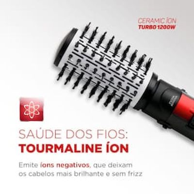 Escova Rotativa Mondial Ceramic Íon Turbo ER-09 - Vermelho Vermelho / 110