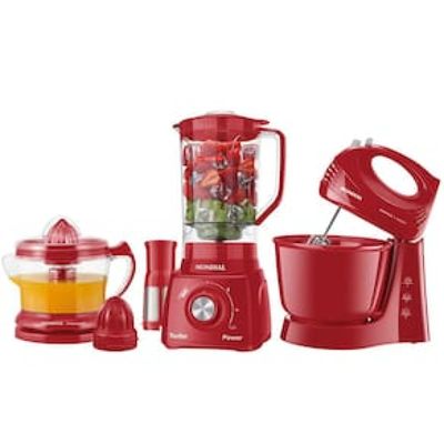 Conjunto Especial Mondial KT-105-R (Espremedor Premium + Batedeira Prática + Liquidificador Turbo Power) - Vermelho Vermelho / 110