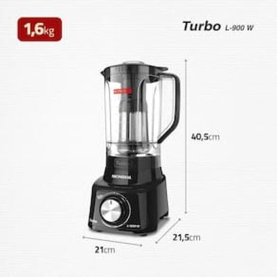Liquidificador Mondial Turbo Full Black L900FB Preto 900W com 5 Velocidades Preto / 110