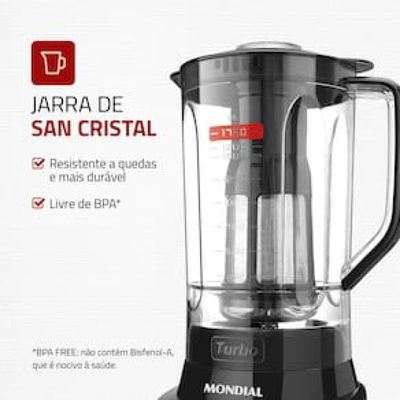Liquidificador Mondial Turbo Full Black L900FB Preto 900W com 5 Velocidades Preto / 110