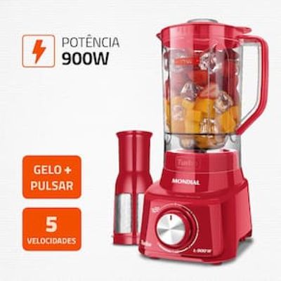 Liquidificador Mondial Turbo L900 Vermelho 900W com 5 Velocidades Vermelho / 110