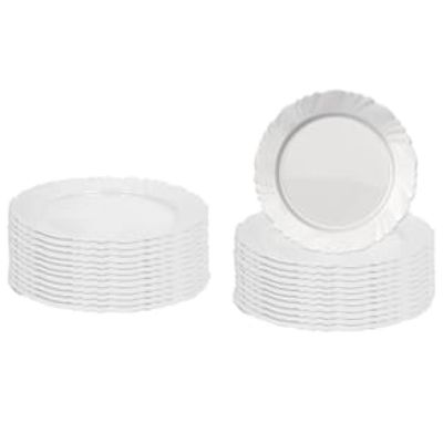 Conjunto de Pratos Rasos Duralex Pétala em Vidro 25,5 cm Branco – 24 Peças