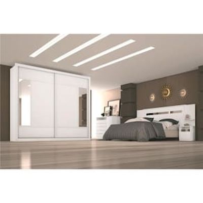Guarda-Roupa Casal Europa Triunfo Flex com Espelho, 2 Portas de Correr e 6 Gavetas Branco