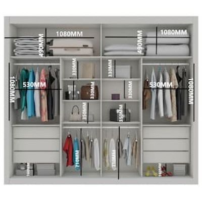 Guarda-Roupa Casal Europa Triunfo Flex com Espelho, 2 Portas de Correr e 6 Gavetas Branco