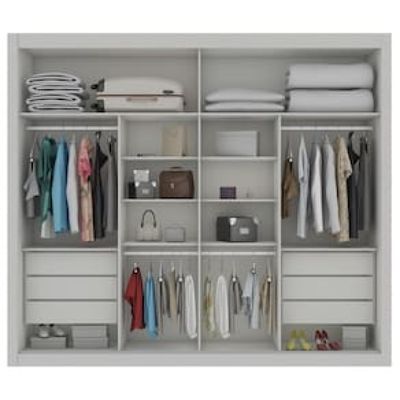 Guarda-Roupa Casal Europa Triunfo Flex com Espelho, 2 Portas de Correr e 6 Gavetas Branco