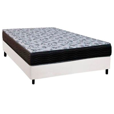 Cama Box Casal: Colchão Espuma Ortobom D33/Ep Fort Tech Iso 100 + Base Crc Courano White(138X188)