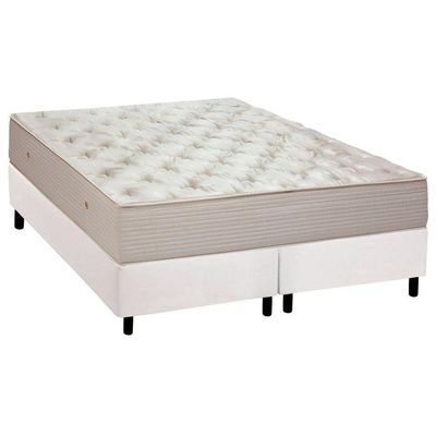 Cama Box Queen: Colchão Molas Ortobom Hotelaria Multilastic Orthotel Superluxo + Base White(158X198)