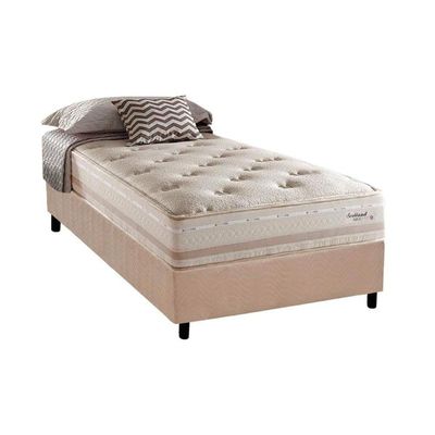 Cama Box Solteiro: Colchão Molas Herval Maxspring Scotland + Base Crc Suede Clean(88X188)
