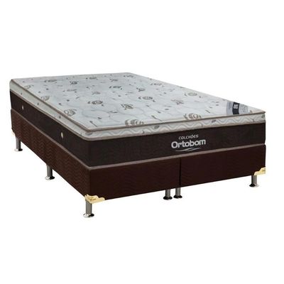 Cama Box King: Colchão Molas Ensacadas Ortobom Superpocket Sleep King + Box Suede Brown(186X198)