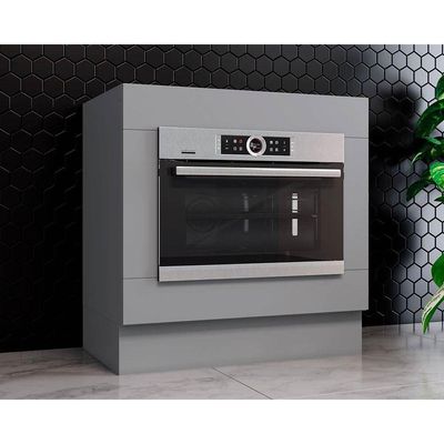 Gabinete de Cozinha Modulado Balcão Americana p/ Forno Embutir s/ Tampo 80cm Cinza - Henn