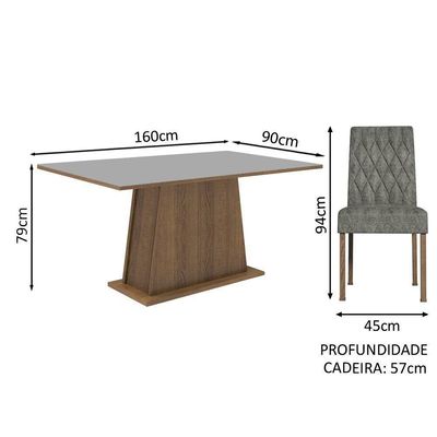 Conjunto Sala De Jantar Mesa Tampo De Madeira 4 Cadeiras