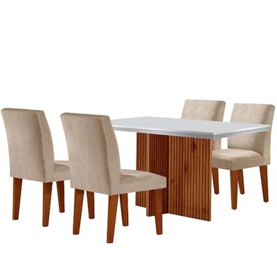Mesa Olimpia 120 Mdf Canto Copo Com 4 Cadeiras Grecia