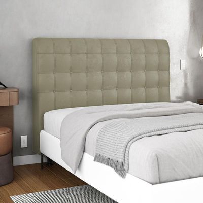 Cabeceira Cama Box Casal King Size Dahlia 195Cm Com Frame Sintético Bege - Desk Design