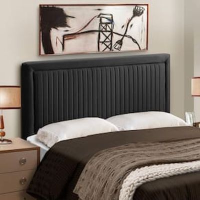 Cabeceira para Cama Casal Dobuê Berlim em Tecido Velopus Preto