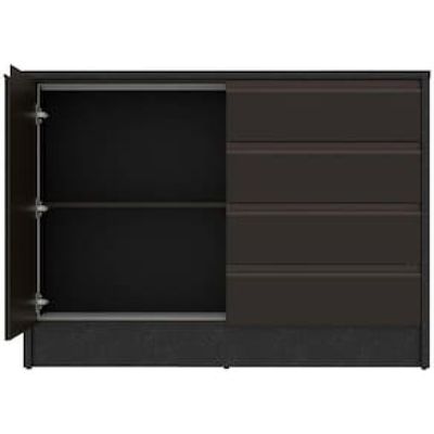 Bancada Bartira Gourmet com 1 Porta, 4 Gavetas e 1 Prateleira - 126cm de largura Preto