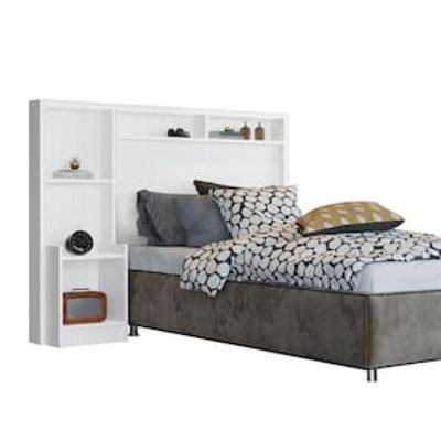 Cabeceira para Cama Box Solteiro Barreto Talismã com Nicho Branco