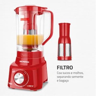 Liquidificador Mondial Turbo L900 Vermelho 900W com 5 Velocidades Vermelho / 220