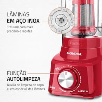 Liquidificador Mondial Turbo L900 Vermelho 900W com 5 Velocidades Vermelho / 220