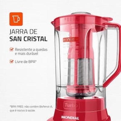 Liquidificador Mondial Turbo L900 Vermelho 900W com 5 Velocidades Vermelho / 220