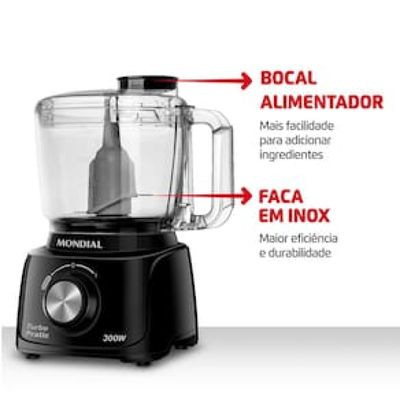 Mini Processador de Alimentos Mondial Turbo Pratic MP-16 300W - Preto Preto / 110