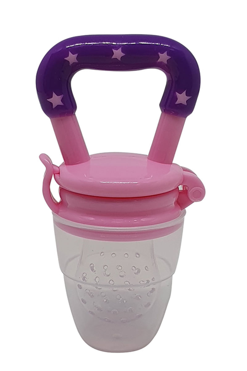 Chupeta Porta Fruta de Silicone / Plastico Rosa 10cm Western
