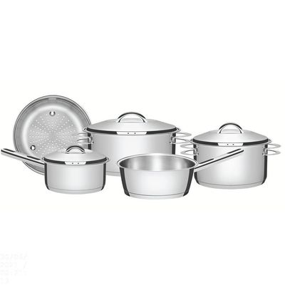 Jogo De Panelas Tramontina Solar Em Aço Inox Com Fundo Triplo E Tampas De Inox 5 Peças Tramontina