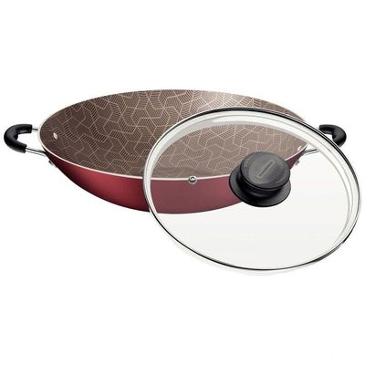 Wok Tramontina Paris Antiaderente Starflon Max Vermelho Com Tampa De Vidro 36 Cm 6,0 L Tramontina