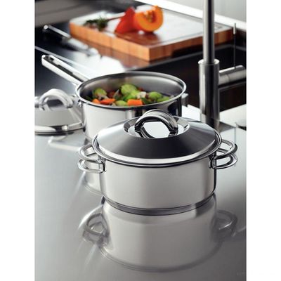 Jogo De Panelas Tramontina Solar Em Aço Inox Com Fundo Triplo E Tampas De Inox 5 Peças Tramontina