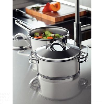 Jogo De Panelas Tramontina Solar Em Aço Inox Com Fundo Triplo E Tampas De Inox 5 Peças Tramontina