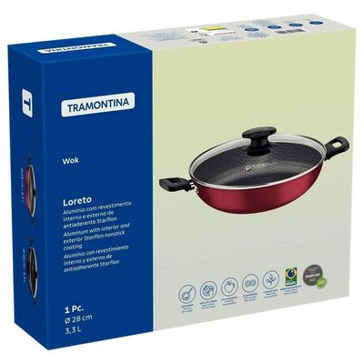 Wok Tramontina Loreto Alumínio Revestimento Antiaderente Starflon Max Grafite 28 Cm 3,3 L Tramontina