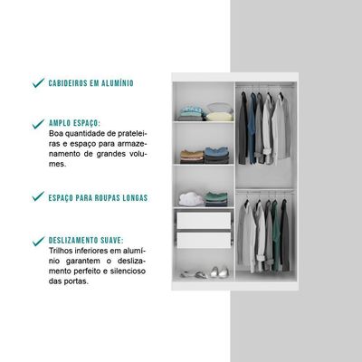 Guarda Roupa Infantil 2 Portas 2 Gav Branco Carraro Noah