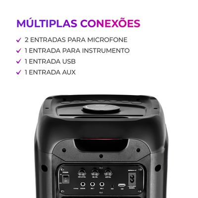 Caixa de Som PartyBox AIWA PB-01 BT 15H RGB USB TWS Preto PARTY BOX AWS-PB-01 BIVOLT