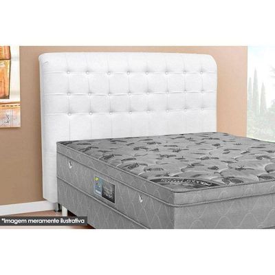 Cama Box Queen Crc + Colchão Ortopédico Light Ortobom + Cabeceira Dama Courano Branco/Preto