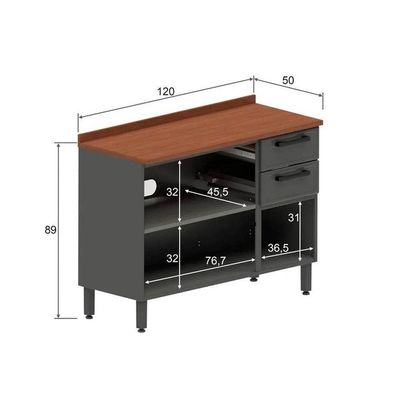 Gabinete De Cozinha Modulado Balcão Estilo Portas E Gavetas C/ Tampo Cinza/grafiteBertolini