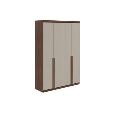 Guarda Roupa 4 Portas E 2 Gavetas Alonzo Plus Amêndoa-Branco - Lopas