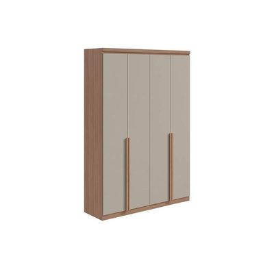 Guarda Roupa 4 Portas E 2 Gavetas Alonzo Plus Amêndoa-Branco - Lopas