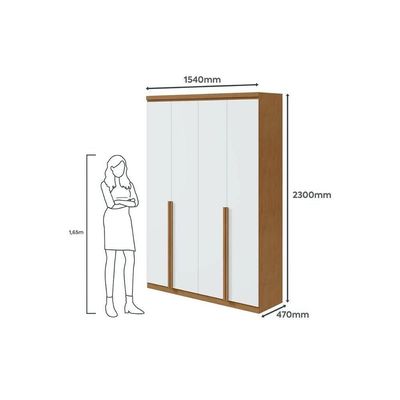 Guarda Roupa 4 Portas E 2 Gavetas Alonzo Plus Amêndoa-Branco - Lopas