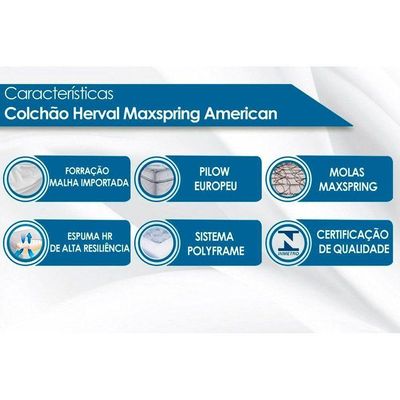 Cama Box Baú King: Colchão Molas Herval Maxspring American + Base Crc Suede Clean(193X203)