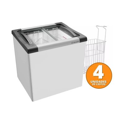 Kit - Freezer Horizontal Tampa De Vidro 144 Litros Nf20 127v + 4 Cestos Nextgen Branco 127v