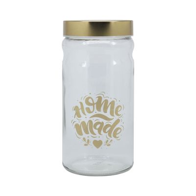 Pote Le Metal em Vidro com Tampa Redondo Dourado 1,8L UNICA