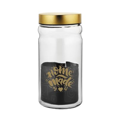 Pote Le Metal em Vidro com Tampa Redondo Dourado 1,8L UNICA
