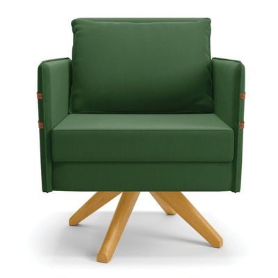 Kit 01 Namoradeira 02 Lugares E 02 Poltronas Mari Suede Base De Madeira Ma30 - D'Rossi Verde