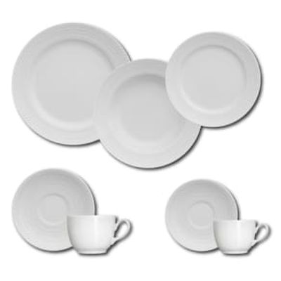 Aparelho de Jantar, Chá e Sobremesa 42 Peças Germer Chevron em Porcelana – Branco