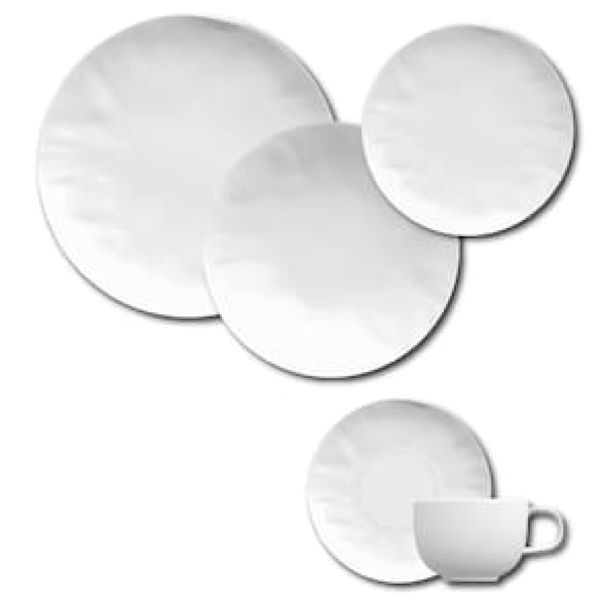 Aparelho de Jantar, Chá e Sobremesa 20 Peças Orgânico em Porcelana – Branco