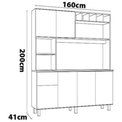 Cozinha Compacta Poliman Alice com 6 Portas, 1 Gaveta e 2 Prateleiras - 160cm de largura Bege